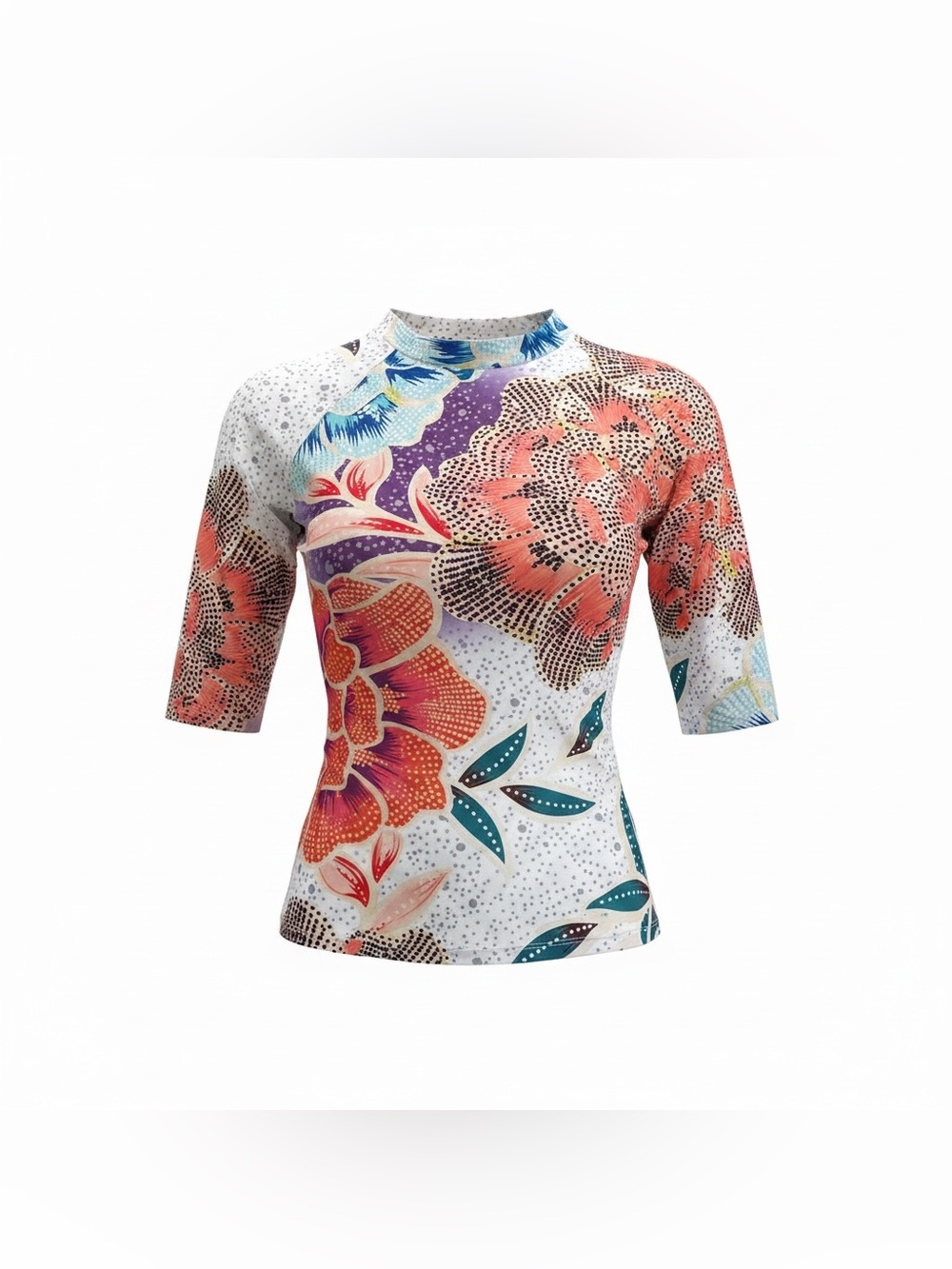 Stylish Swimwear Swim Shirt Rash Guard Women’s M Built In Bra 3/4 Sleeve Summer